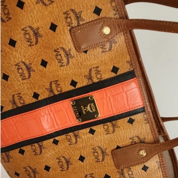 Authentic‼️Please Send To  Poshmark NEW RARE MCM STRIPE Logo Tote